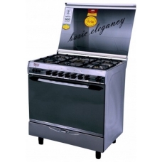 Baisc Free Standing Cooker 90X60 Cm Gas 5 Burner Steel Manual Multi Function Full Safety With Grill Self Ignition Steel Egypt