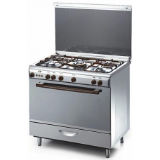 Kiriazi Free Standing Cooker 80X60 Cm Gas 5 Burner Steel Manual Multi Function Full Safety With Grill Steel Egypt