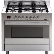 Gibson Free Standing Cooker 100X60 Cm Gas 5 Burner Steel Manual Multi Function Full Safety With Grill Self Ignition Steel Italy