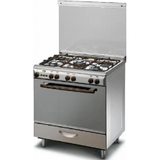 General Superme Free Standing Cooker 80X60 Cm Gas 5 Burner Steel Manual Multi Function Full Safety With Grill Self Ignition Steel Egypt