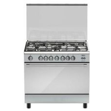 Terim Free Standing Cooker 90X60 Cm Gas 5 Burner Steel Manual Multi Function With Grill Steel Italy