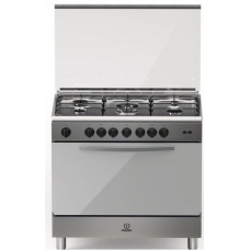 Indesit Free Standing Cooker 90X60 Cm Gas 5 Burner Steel Manual Multi Function Safety With Grill Self Ignition Steel Italy