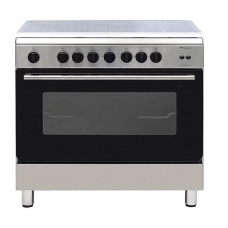 Bompani Free Standing Cooker 90X60 Cm Gas 5 Burner Steel Manual Multi Function Full Safety With Grill Steel Italy