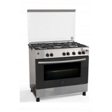 Gibson Free Standing Cooker 90X60 Cm Gas 5 Burner Steel Manual Multi Function Full Safety With Grill Self Ignition Steel Egypt