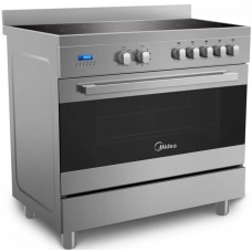 Midea Free Standing Cooker 90X60 Cm Electricity 5 Burner Ceramic Manual Multi Function Full Safety With Grill Silver