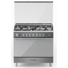 Ariston Free Standing Cooker 90X60 Cm Gas 5 Burner Steel 90 Liter Manual Multi Function Full Safety With Grill Self Ignition Steel Italy