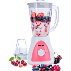 Geepas Electric Blender 1.5 Liter 400 Watt 2 Speeds Plastic Bowl White Pink