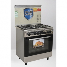 Crony Free Standing Cooker 90X60 Cm Gas 5 Burner Steel 90 Liter Manual Multi Function Full Safety With Grill Self Ignition Steel Egypt