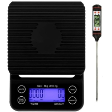 Digital Coffee Scale With Lcd Screen With Thermometer Black And Silver