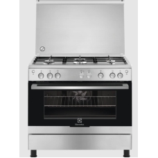 Electrolux Free Standing Cooker 90X60 Cm Gas 5 Burner Steel Manual Multi Function With Grill Self Ignition Steel