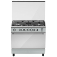 Terim Free Standing Cooker 90X60 Cm Gas 5 Burner Steel Manual Multi Function Steel Italy