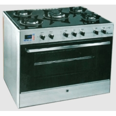 Skystar Free Standing Cooker 90X60 Cm Gas 5 Burner Ceramic Manual Multi Function Steel