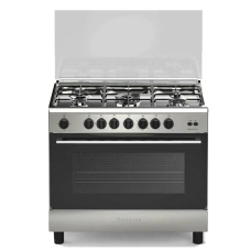 Bompani Free Standing Cooker 90X60 Cm Gas 5 Burner Steel Manual Multi Function Full Safety With Grill Self Ignition Steel Italy