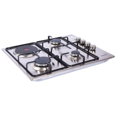 Glem Gas Built In Surface Plate 60 Cm Gas And Electricity 4 Burner Ceramic Manual Full Safety Self Ignition 3 Gas Burners And 1 Electric Torches Steel Italy