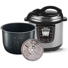 Gvc Pro Granite Electric Pressure Cooker 6 Litter 1000 Watt Digital Time Indicator Stops Automatically At The Set Time Silver