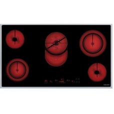 Glem Gas Built In Surface Plate 90 Cm Electricity 5 Burner Ceramic 8500 Watt Touch Black Italy