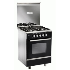 Baisc Free Standing Cooker 55X55 Cm Gas 4 Burner Steel Manual Multi Function Full Safety With Grill Steel