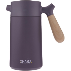 Shaha Thermos Double Steel With Wooden Handle 14 Liters Gray