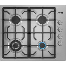 Built-In Hob Gas Arrow Steel Surface 60 Cm 4 Burners Italian Silver