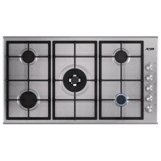 Built-In Hob Gas Arrow Steel Surface 90 Cm 5 Burners Manual Control Electronic Ignition Italian Silver