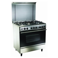 Unix Free Standing Cooker 80X60 Cm Gas 5 Burner Steel Manual Multi Function With Grill Silver