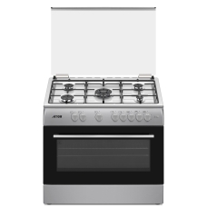 Arrow Free Standing Cooker 90X60 Cm Gas 5 Burner Steel Manual Multi Function Silver Turki