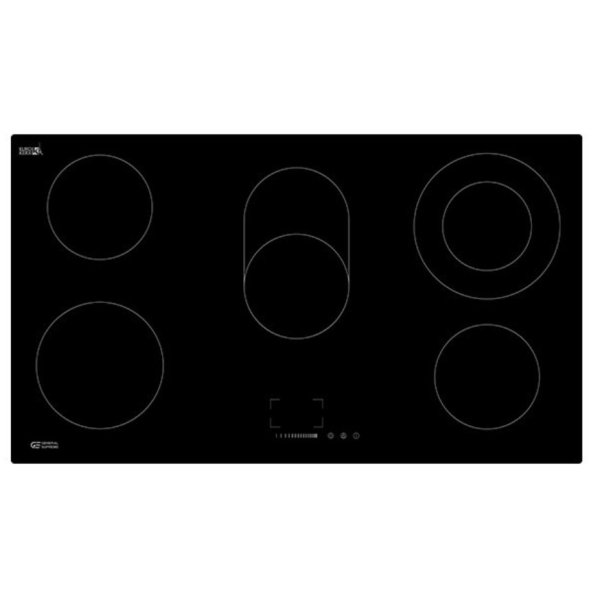 موقد مسطح مدمج بلت ان كهرباء جنرال سوبريم سطح سيراميك 90 سم 5 شعله تحكم باللمس متعدد الوظائف اشعال الكتروني اسود