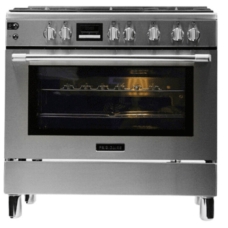 Frigidaire Freestanding Gas Stove And Oven Steel Surface With Grill 90 X 60 Cm 5 Upper Burners Multi-Function Full Safety Manual Control Self-Ignition Steel