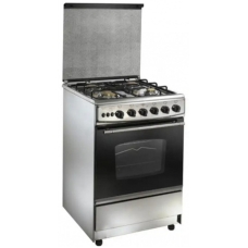 Freestanding gas stove and oven stainless steel surface 55 x 55 cm 4 steel burners