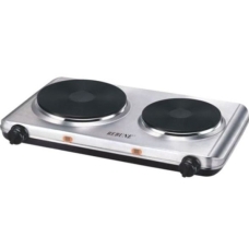 Ribbon Free-standing electric flat stove 2 burners silver manual control stone