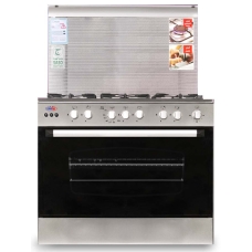 simfer Freestanding gas stove and oven steel surface 60x90 cm 5 top burners multi-function manual control Turkish steel