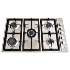 Kitchen Line built-in gas stove steel surface 90 cm 5 burners multi-level manual control steel