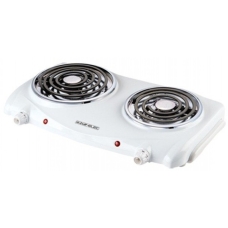 Electric Stove Freestanding Stove 2250 Watt 2 Burner Manual Control White