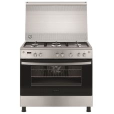 Kelvinator Free Standing Cooker 90 Cm Gas 5 Burner Steel Manual Multi Function Silver