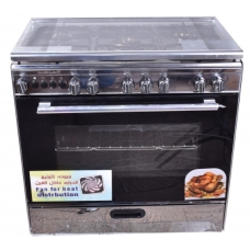 Tecnogas Free Standing Stove And Oven Steel Surface With Grill 90x60 Cm 5 Top Burners Multi-Function Full Safety Manual Control Self Ignition Steel Italy