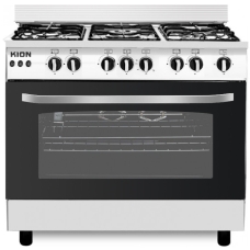 Kion Free standing Cooker Gas 80×60 Cm 5 Burner Steel Manual Multi Function Full Safety Steel 