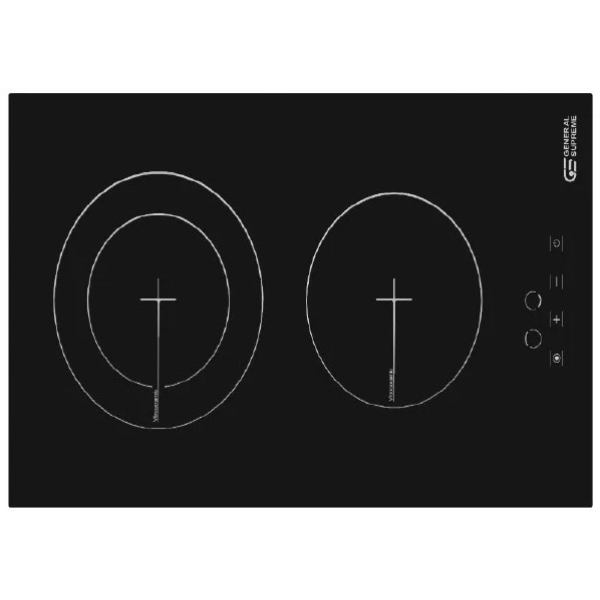 موقد مسطح مدمج بلت ان كهرباء جنرال سوبريم سطح سيراميك 30 سم 2 شعله تحكم رقمي اسود 